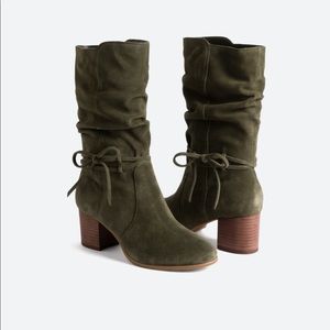 Olive leather boots